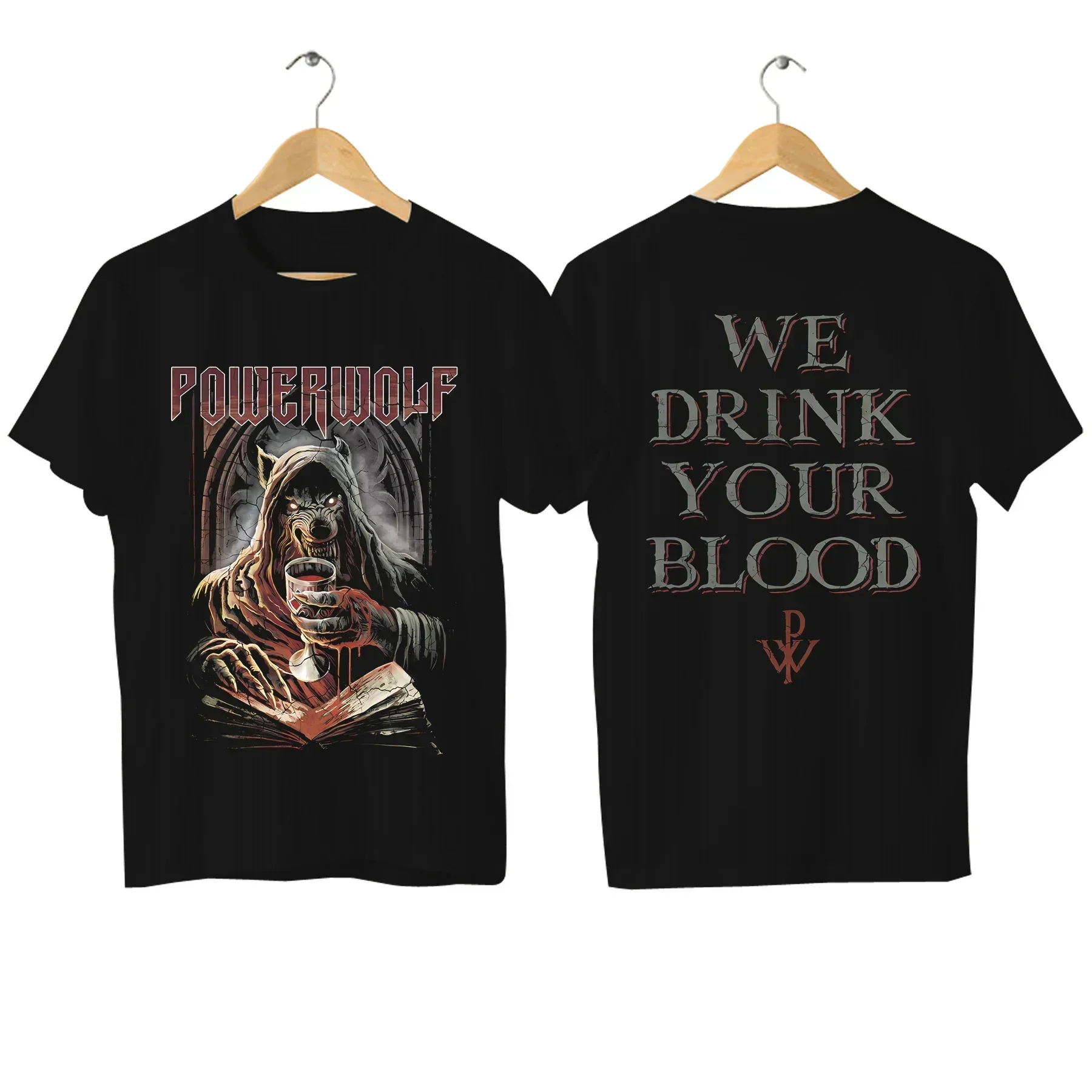 Фото Мужская Повседневная футболка с принтом Powerwolf, удобная дышащая уличная футболка оверсайз с графическим принтом «Via bolosa» №4