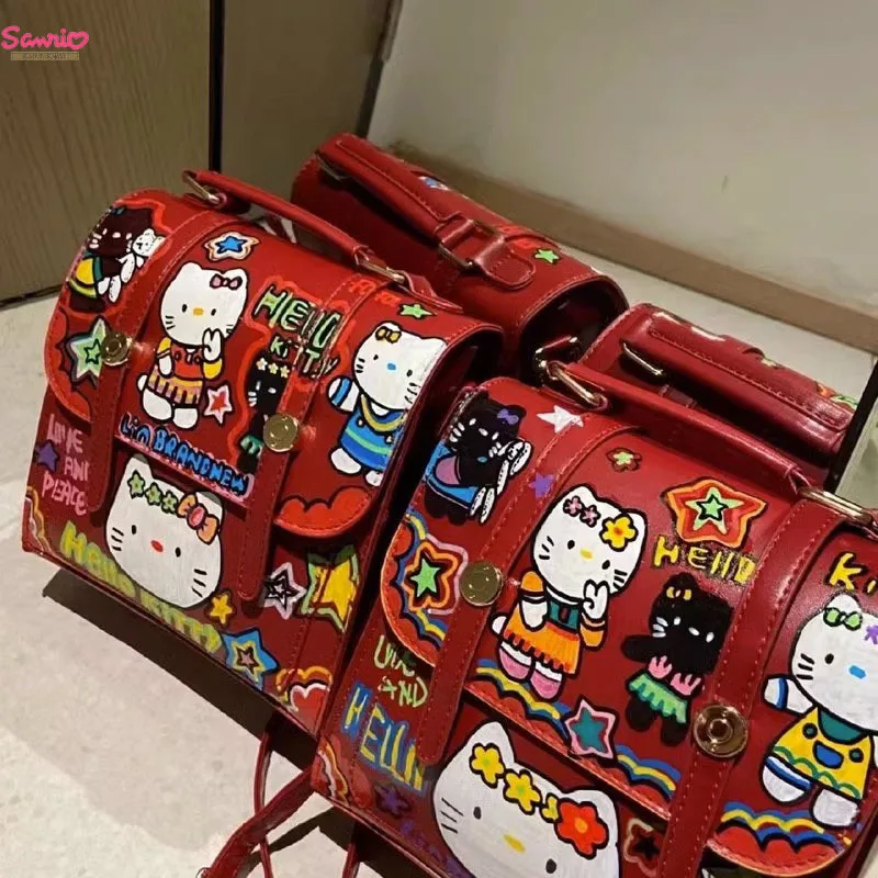 

1 шт. новый милый нишевой рюкзак Sanrio Hello Kitty с граффити, рюкзак для учеников младшей и старшей школы, милые канцелярские принадлежности