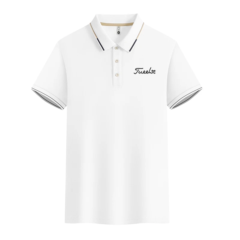 New Golf Shirts Men's Polo Shirt Summer Men's Turn Down Collar Slim Fit Solid Color Button Breathable Polos Casual Golf Clothing