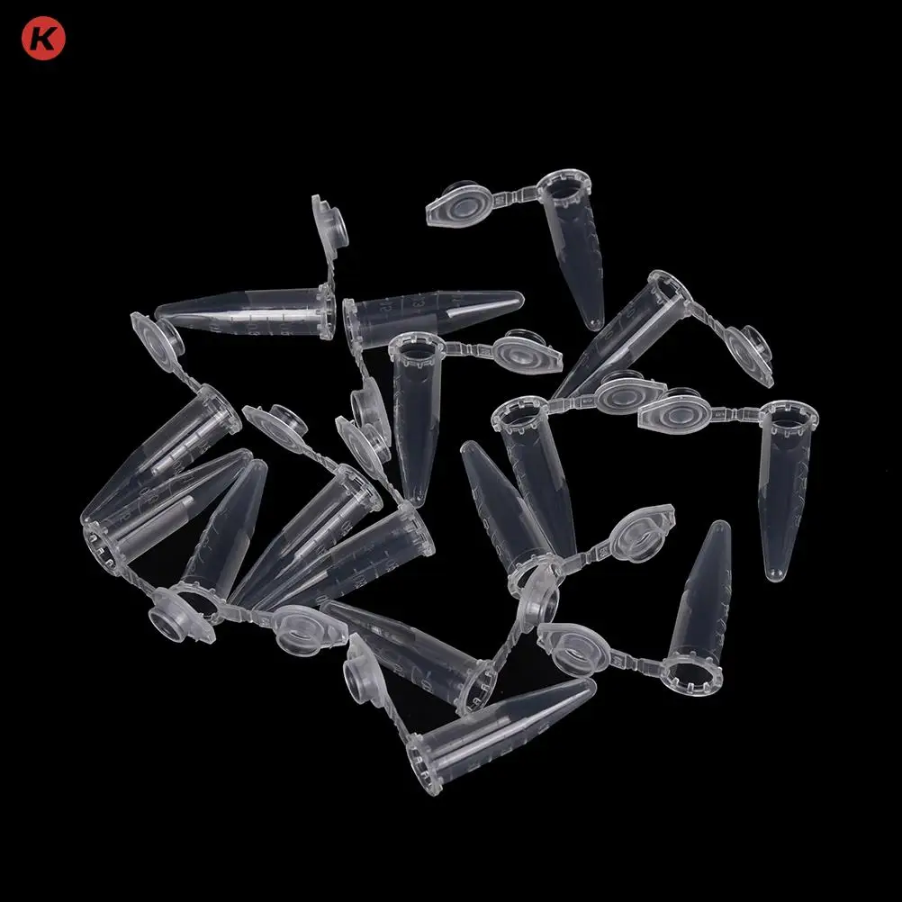 

50 PCS Clear Micro Plastic Test Tube Centrifuge Vial Snap Cap Container for Laboratory Sample Specimen Lab Supplies 0.5 ML