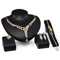 le valentines day gift chunky pendant austrian crystal necklace bracelet ring earrings 4pcs jewelry set for women 30cm