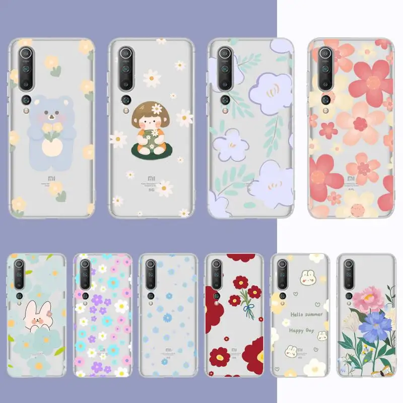 

FHNBLJ Fashion Colorful Flowers Daisy Phone Case for Samsung A51 A52 A71 A12 for Redmi 7 9 9A for Huawei Honor8X 10i Clear Case