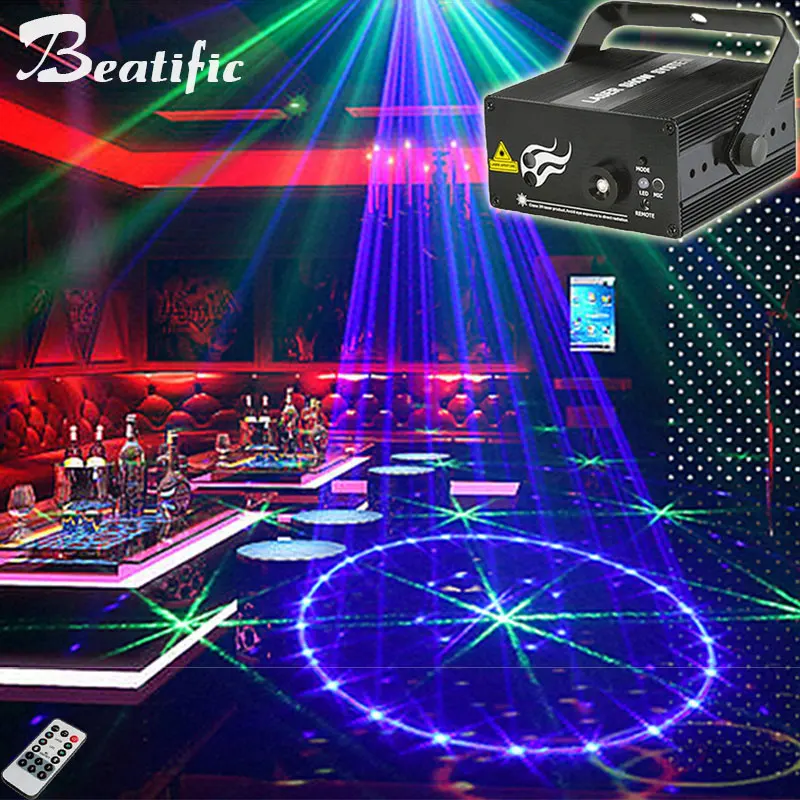 Mini Nightclub Party Disco Lights Karaoke Evening Bar 24 Patterns Blue Green Stage Laser Projector