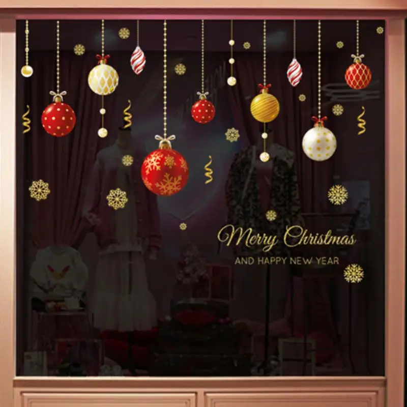 

New Year Stickers Removable Christmas Window Stickers Merry Christmas Decorations For Home Christmas Wall Sticker Wall Decals