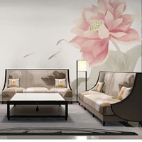 fresh chinese modern lotus wallpaper sofa bedroom wallpaper mural living room tv background wall wallpaper decoration