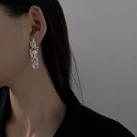 2022 silver irregular metal earrings for women girl fashion temperament new long drop earrings korea vintage jewelry gift party