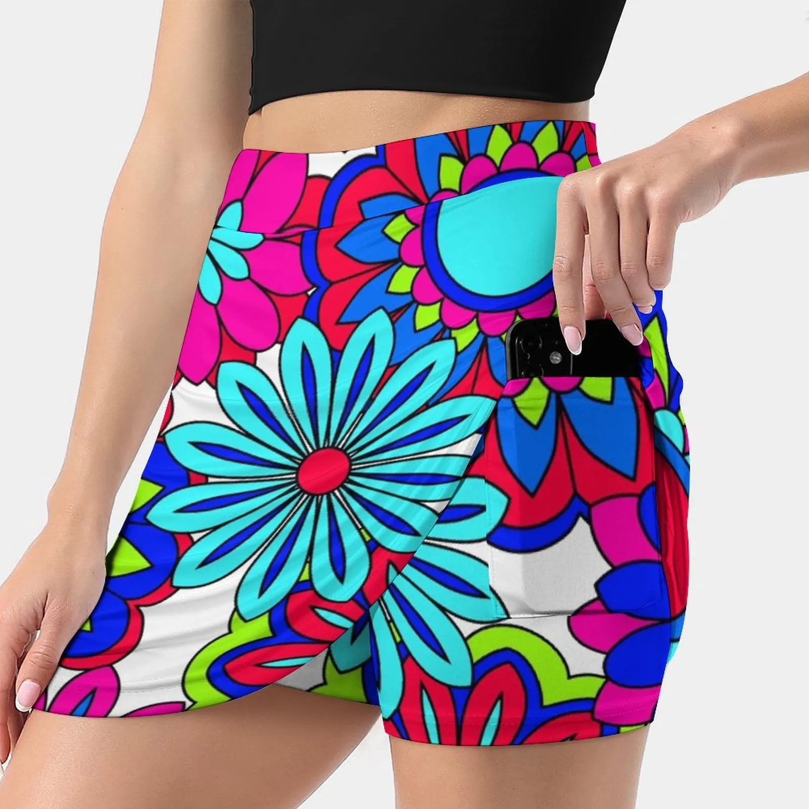 

Pretty Petals Flower Power Pattern Women's skirt Aesthetic skirts New Fashion Short Skirts Flower Power Hippy Hippie Swinging