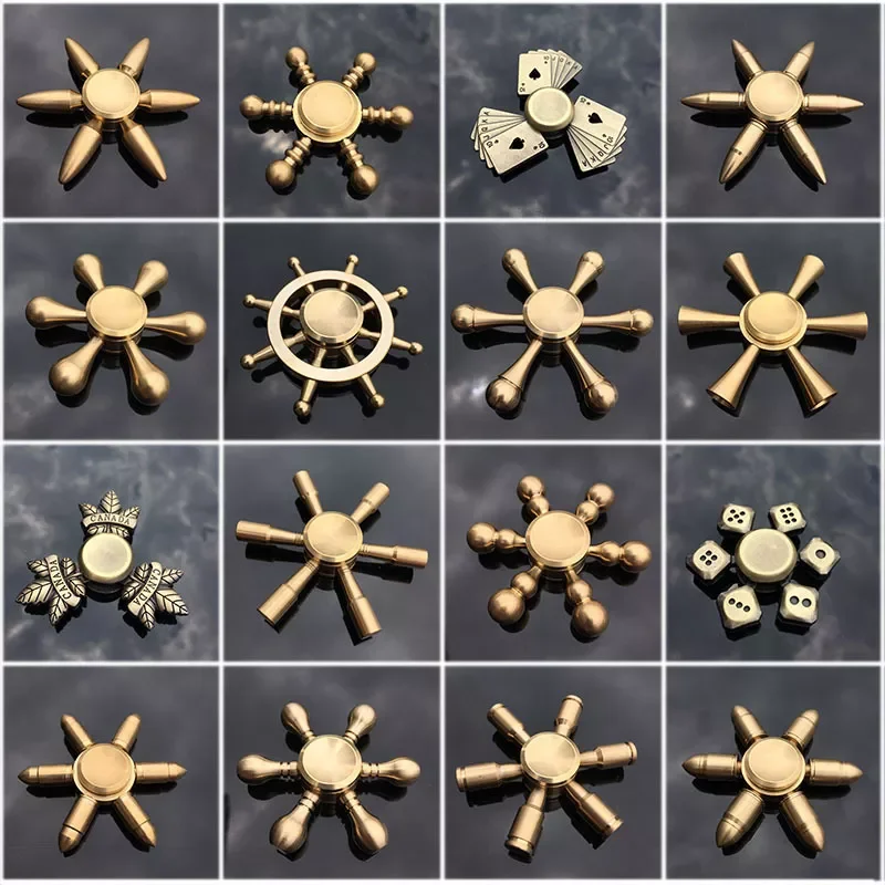 Spinner Brass Color Zinc Alloy Metal Hand Spinner Dice Bauhinia Rudder Exterior Smooth Finger Tri Spiner Gyro Toy for Kid