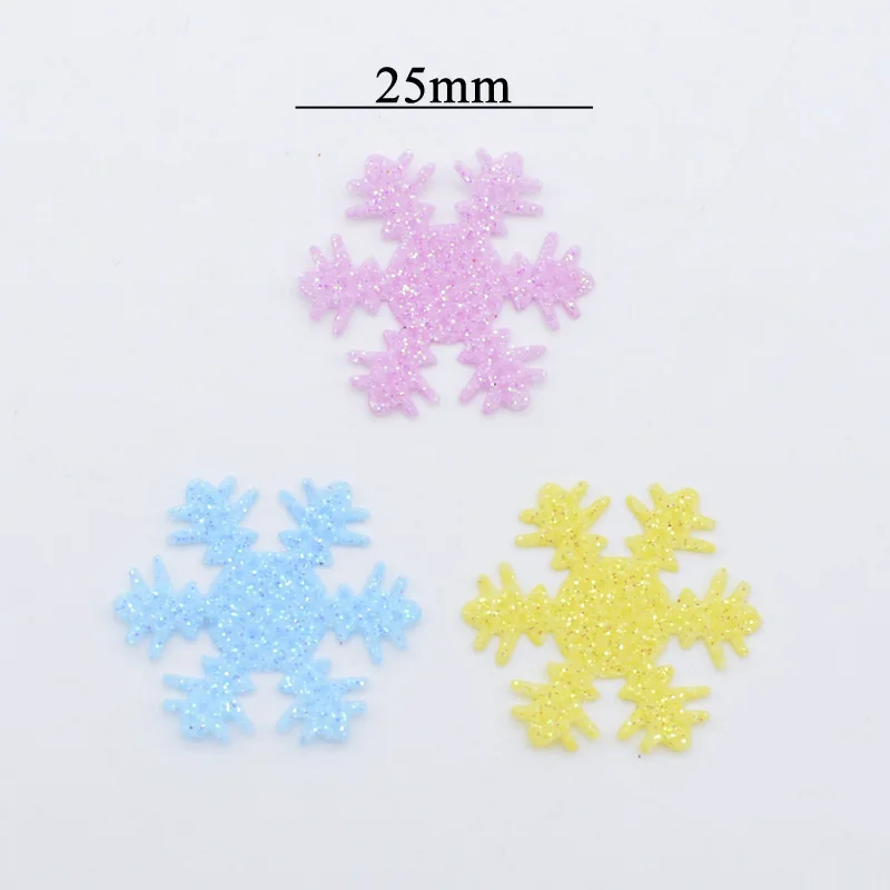 100 шт. 25 мм Красочный тканевый Рождество нашивки в виде снежинки для