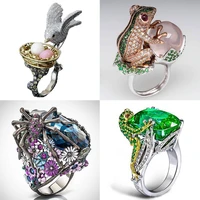 exquisite unique spider fog finger rings for women shiny cz crystals stone animal rings female anel accessories gifts