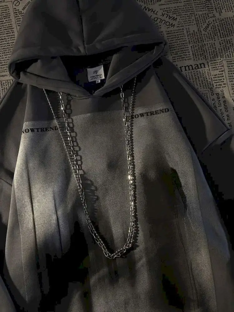 

Spring Autumn Men Hip Hop Pullover Hoodies Dark Style Letter Ghost Print Streetwear Harajuku Casual Cotton Hooded Sweatshirts