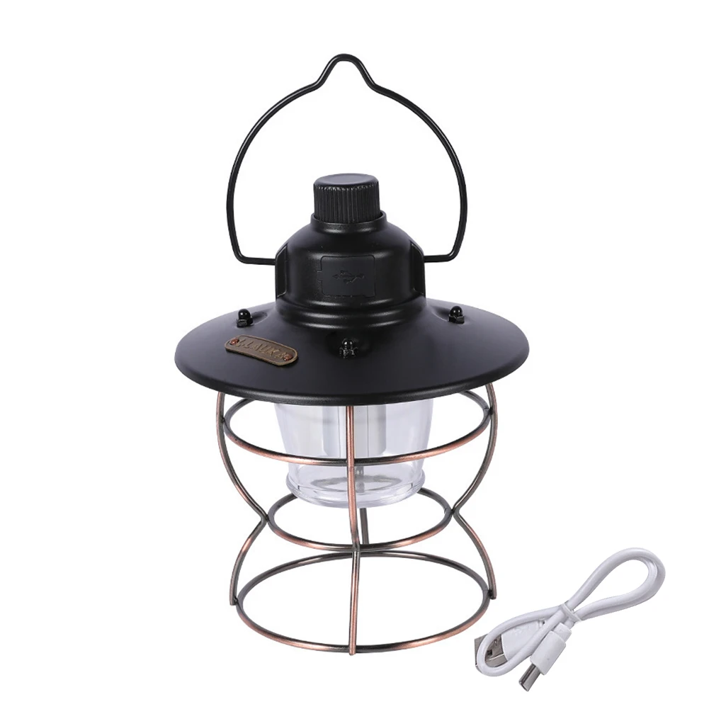 

Portable Hanging LED Light Power Bank Camping Lantern Stepless Dimming Garden Vintage Tent Fishing 3 Modes USB Rechargeable