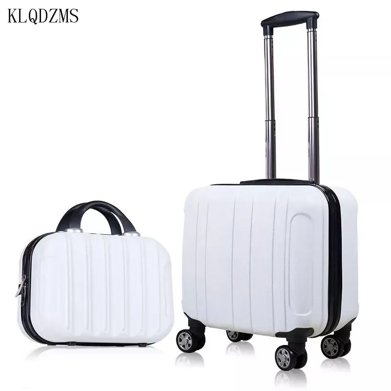 KLQDZMS Small 18-Inch Men's Business Suitcase Girl Cosmetics Luggage Case Cabin Portable Large-Capacity Roller Carry-On Bag
