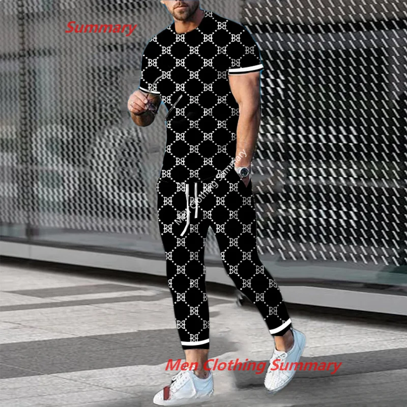 Outfits Male Summer Luxury Men Sets Shorts Clothing Street T Shirt Two Piece 3D Print Casual Tracksuit Oversized Beach Sportwear