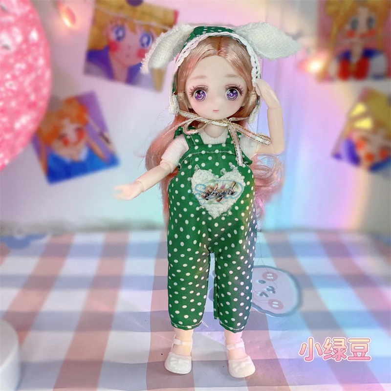 

New 23cm Cute Doll Two-dimensional Comic Face Multi-joint Fashion Casual Suit Skirt 7 Points Princess BJD Doll Girl Toy Gift