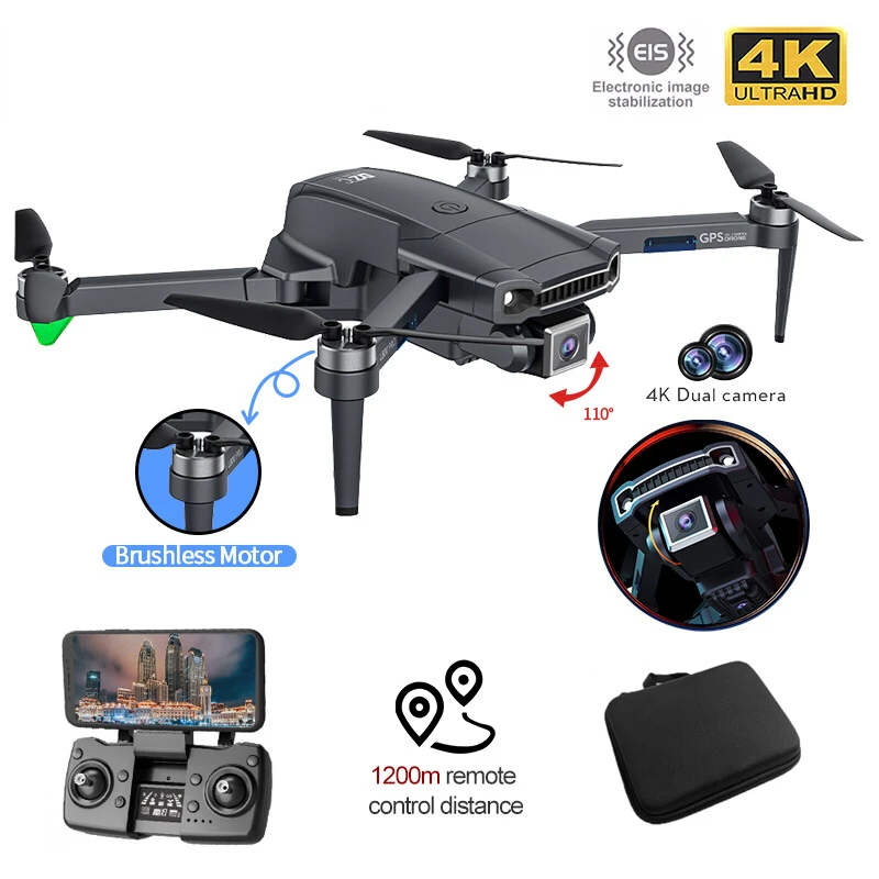 

HKNA L800Pro RC Drone GPS 4k Professional HD Dual Camera Brushless Aerial Photography Wifi Foldable Quadcopter 1.2 KM Distance