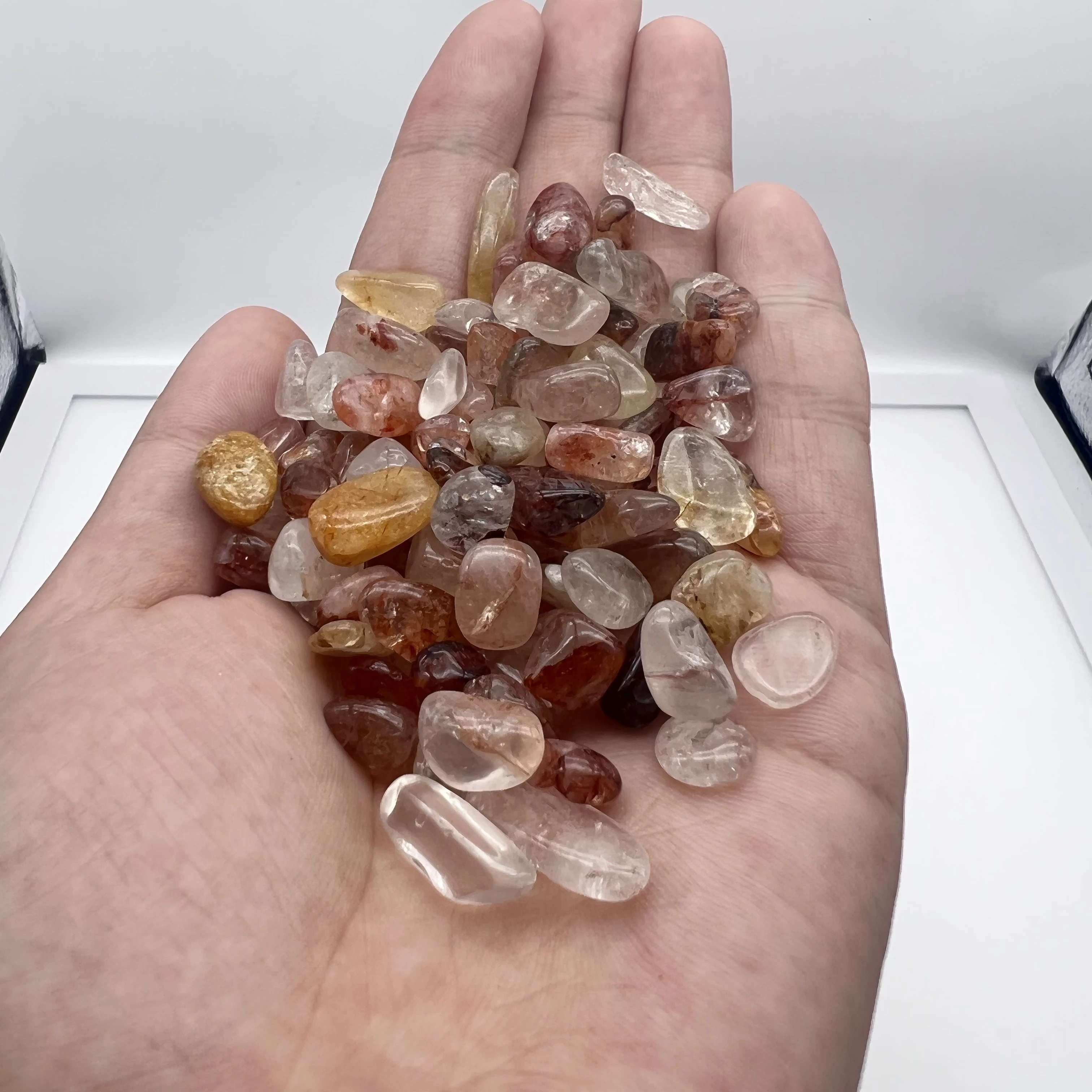 

Natural Fire Quartz Crystal Polished Stone Rock Gravel Gem Healing Tumbled Natural Quartz Piedras Preciosas For Room Decor