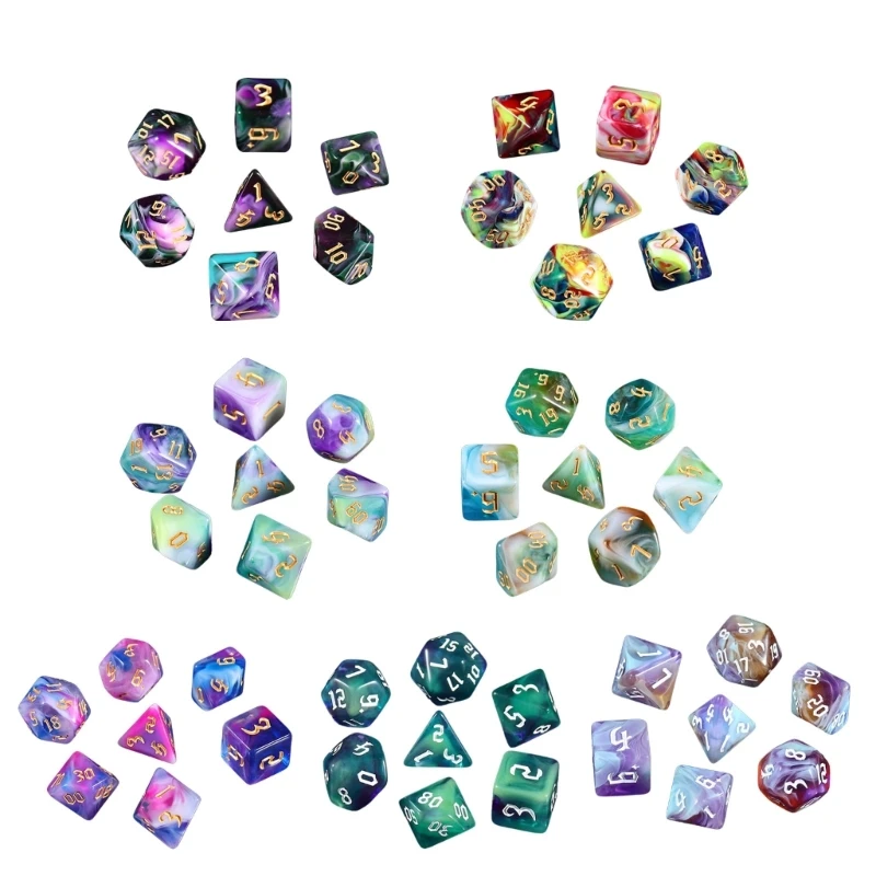 

7 шт./компл., многогранные акриловые кубики, многогранные различные формы, цифровые игровые кубики для клубной вечеринки, для