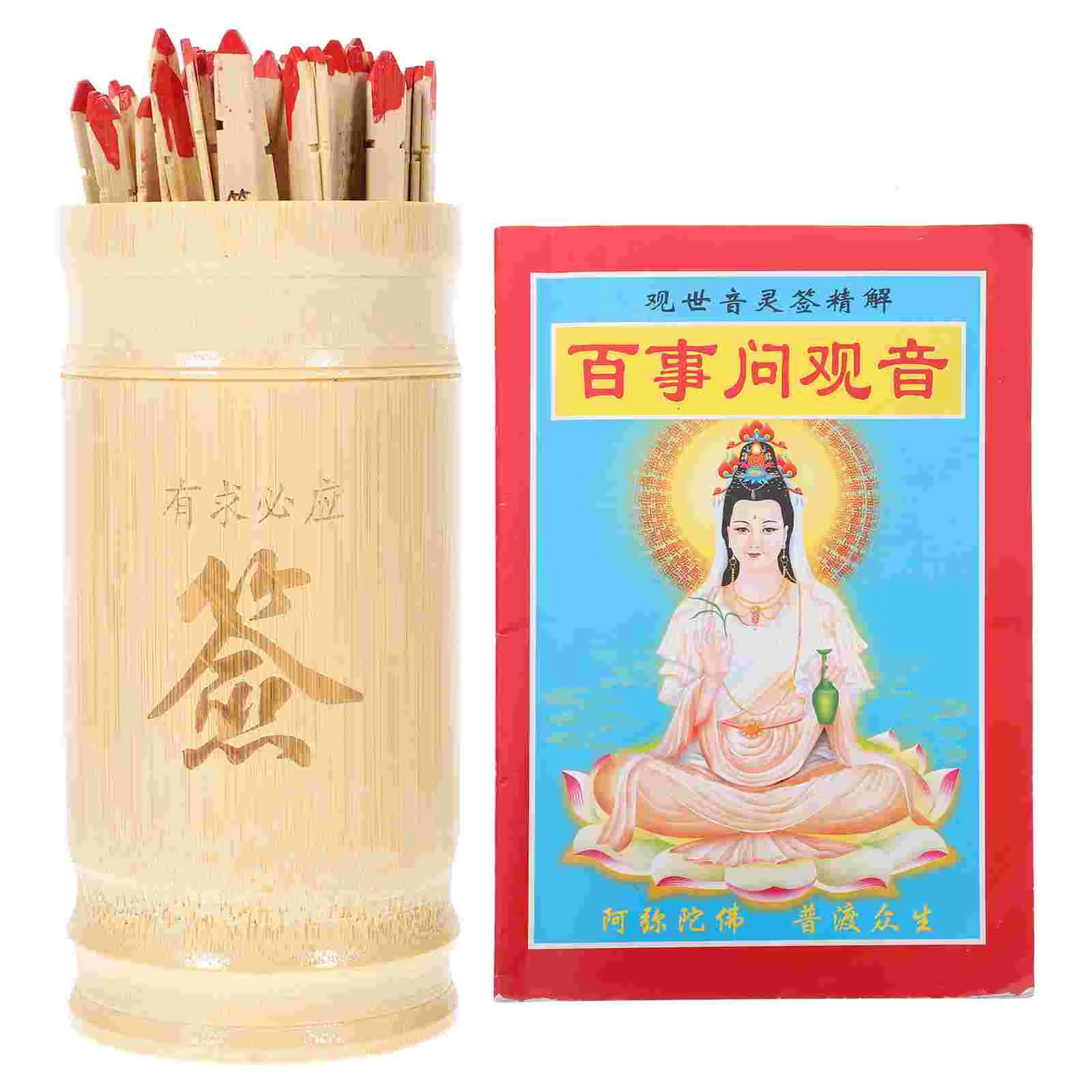 

Fortune Divination Sticks Chinese Tellingstick Prop Game Wooden Book Religious Asian Set Pot Vintage Kau Tung Chien Tellercim