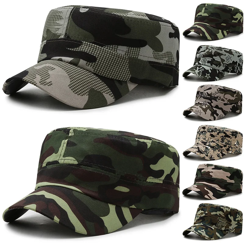 

Camo Flat Top Hats Combat Baseball Caps Camouflage Fashion Military Fishing Hats Trendy Outdoor Soldier Hats for Women Men