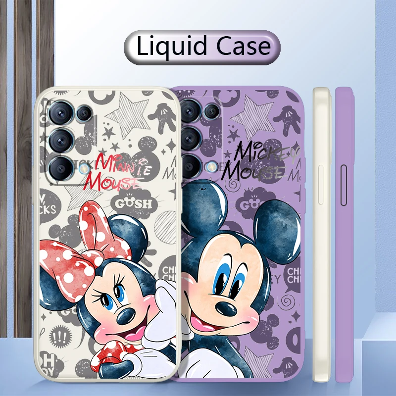 

Mickey Minnie Lovely For OPPO Find X5 Pro X3 Pro X2 Neo 7Z 6 5 4Z 2Z SE Lite Pro 4G 5G Liquid Rope Silicone Phone Case