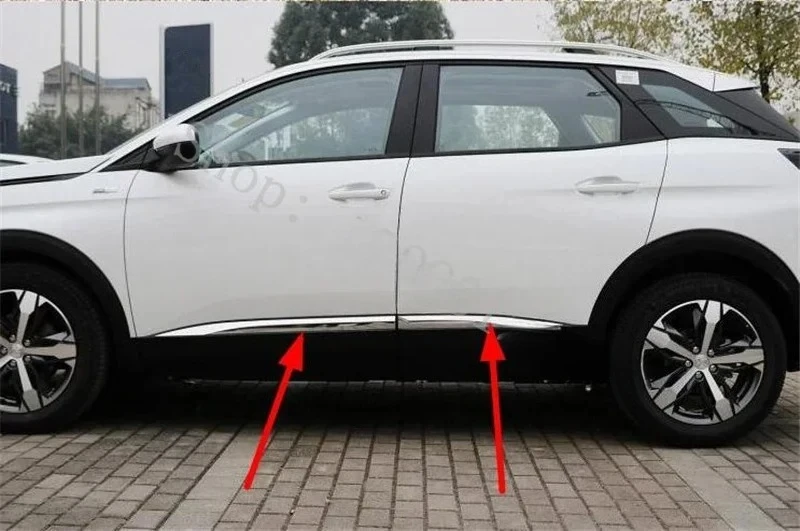 Фото Для Peugeot 3008/4008 2017-2021: Декоративные накладки на боковые двери из нержавеющей стали (молдинги) №5