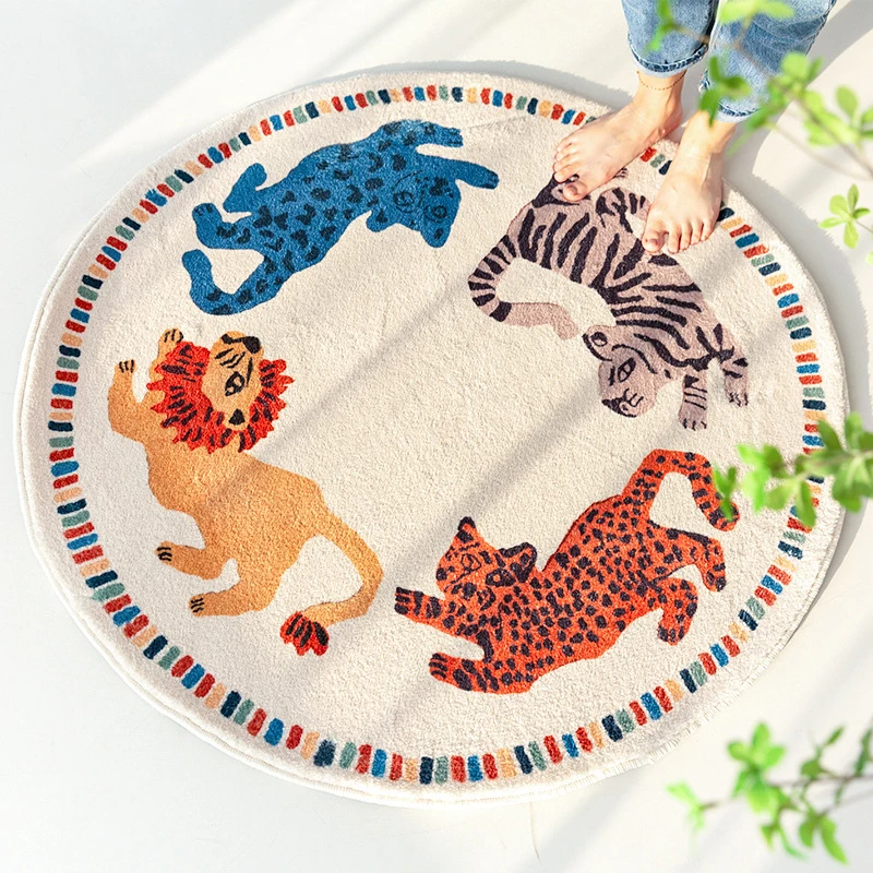 

Animal Round Carpet Modern Living Room Fluffy Rug Furry Mat For Children Baby Bedroom Carpet Home Carpets Room Kids Fur Rug Mat