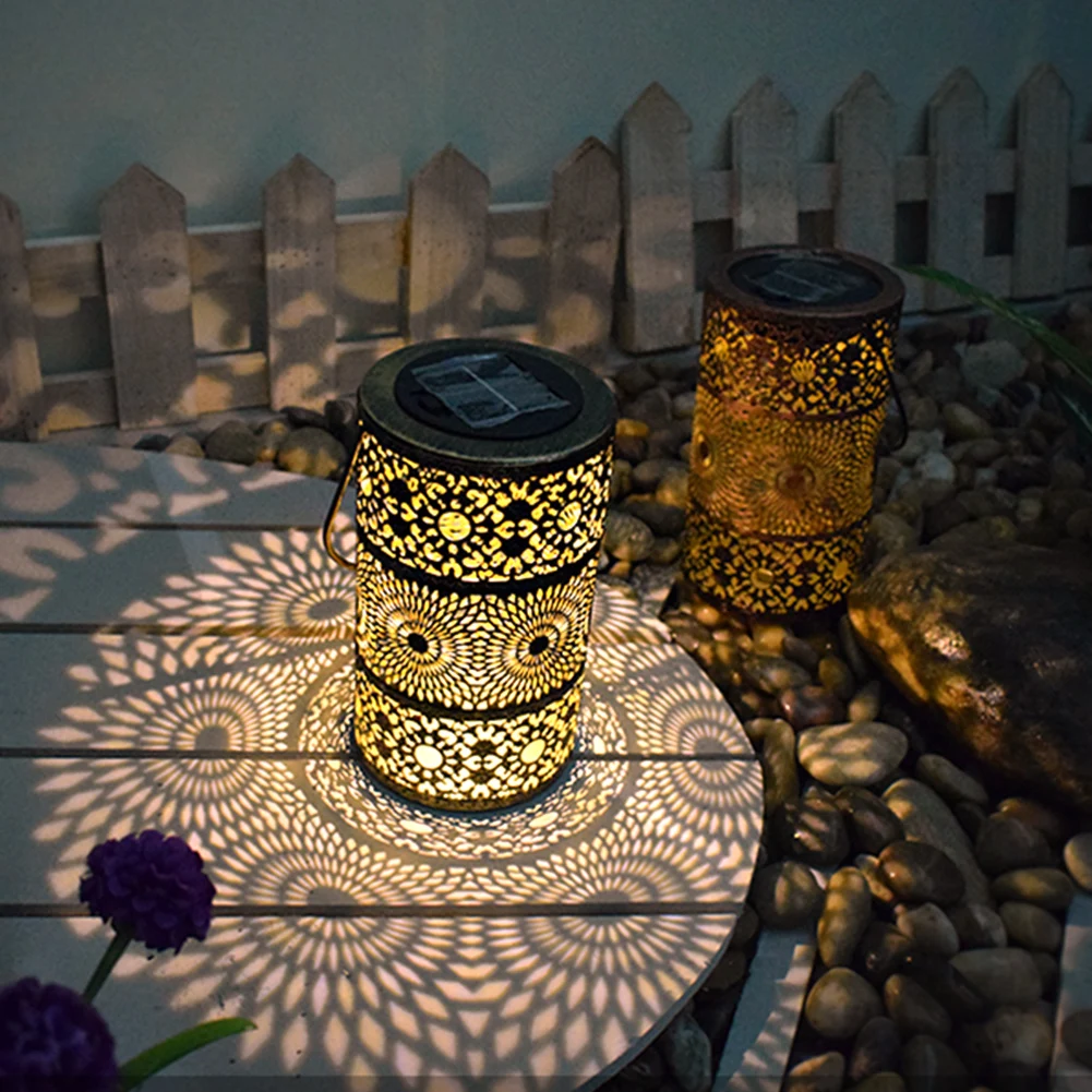 

LED Solar Lantern Projection Light Wrought Iron Hanging Garden Courtyard Lamp Garden Yard Pathway Decoration