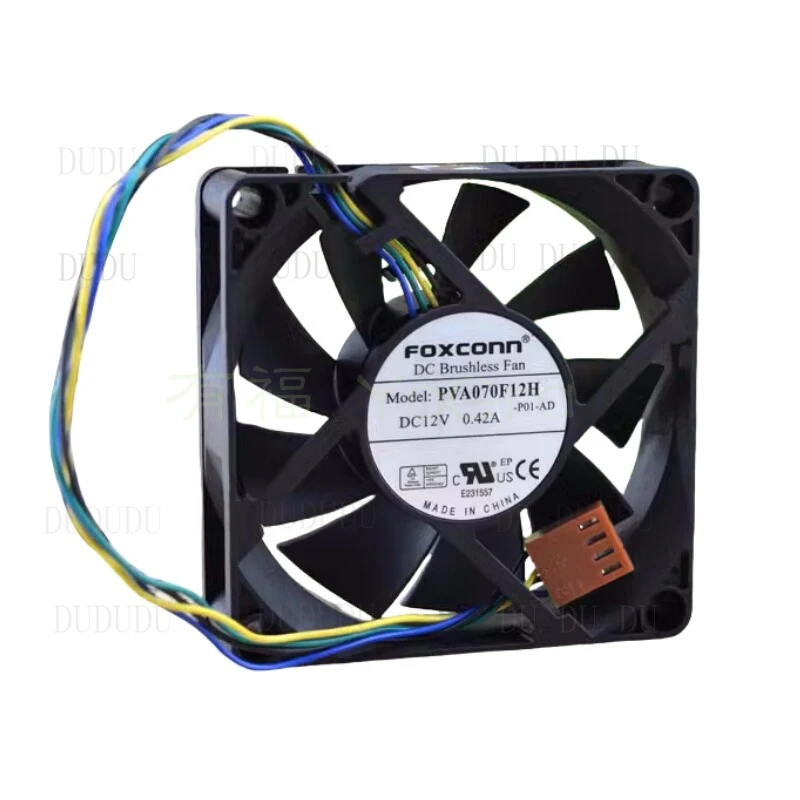 Фото Новый квадратный вентилятор охлаждения Z для PVA070F12H 12V 0.42A 70X70X20MM с четырьмя проводами №2