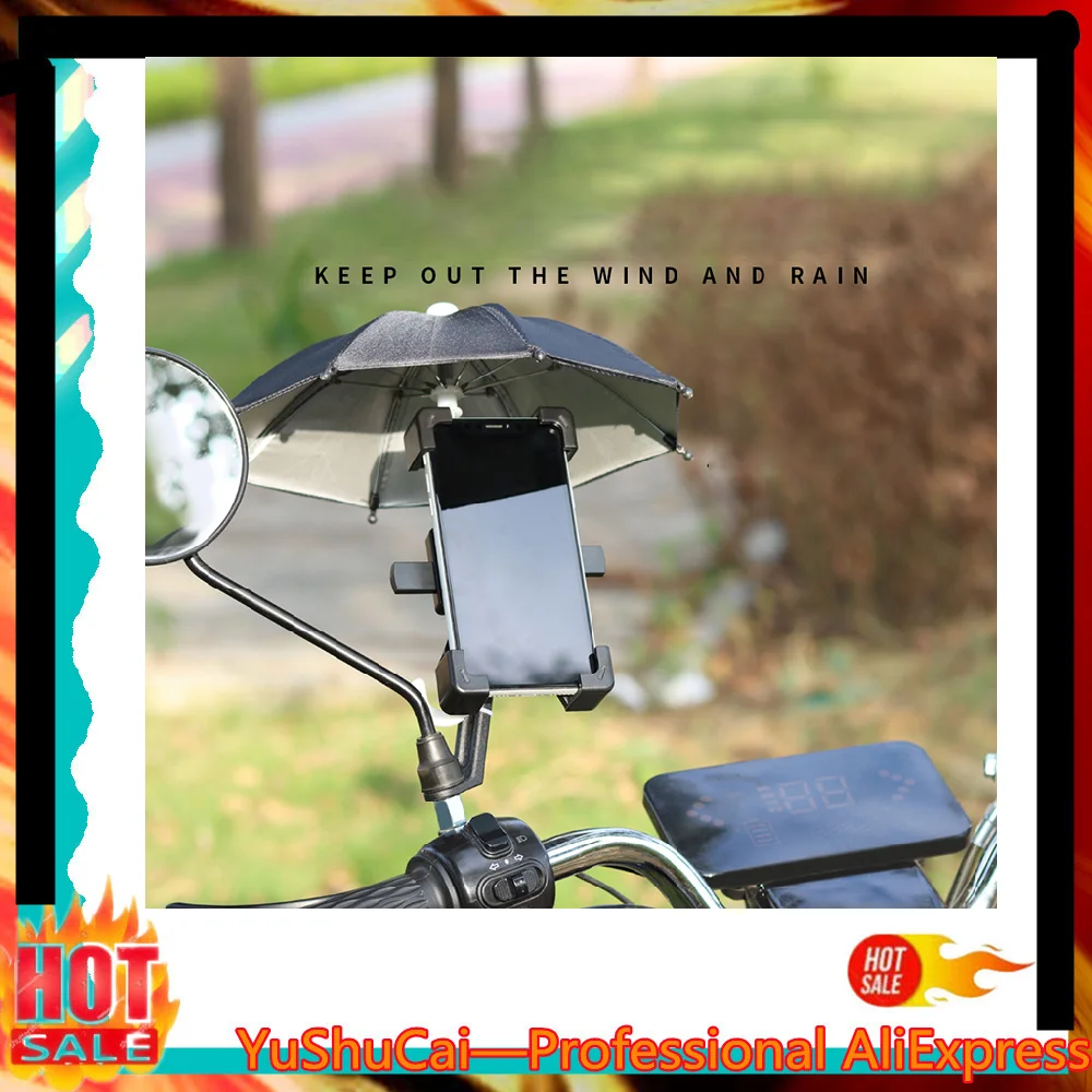 

Portable Bicycle Mini Phone Umbrella Waterproof Sunshade Parasol Rainproof Motorcycle Decoration Umbrella fit for 9.84-11.024 in