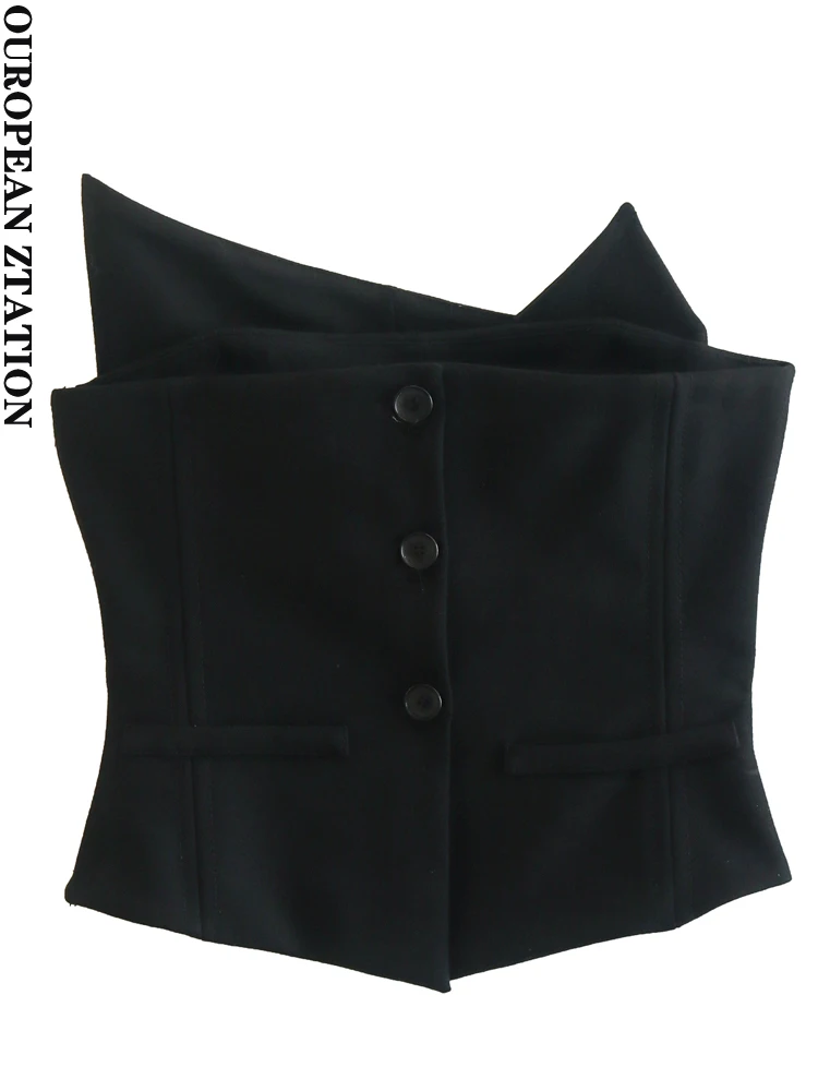 

Женский топ-бюстье на пуговицах спереди, без бретелек