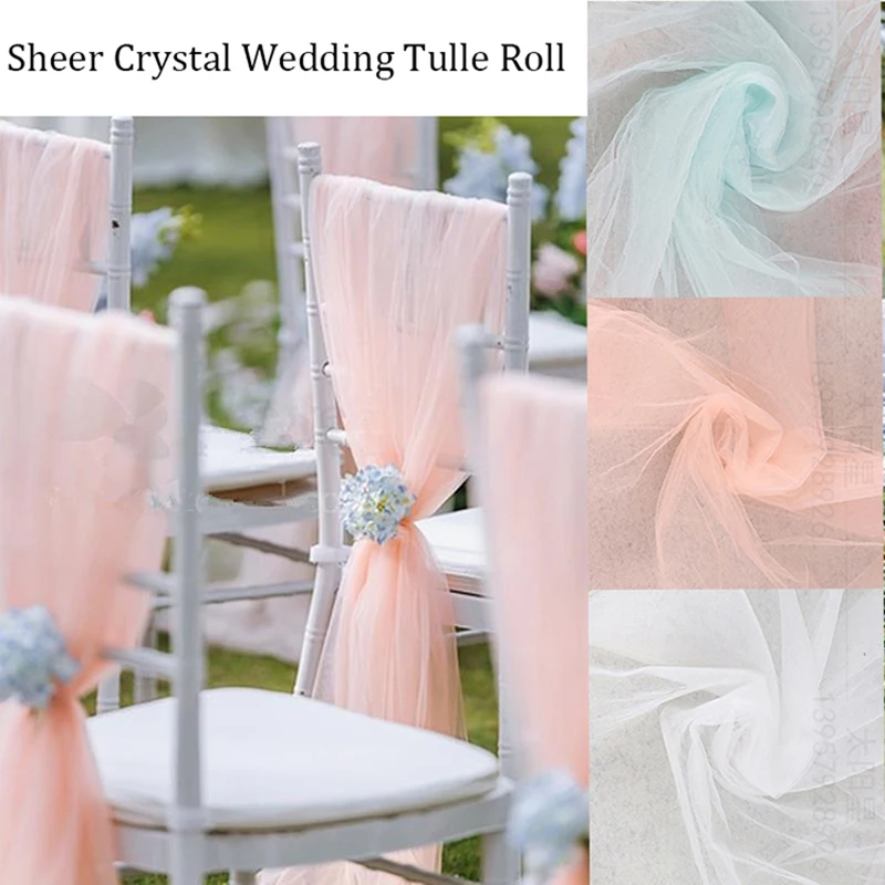 

5/10m Organza Tulle Sheer Yarn Crystal Tulle Roll For DIY Wedding Arch Birthday Backdrop Party Chair Table Railing Decor Yarn