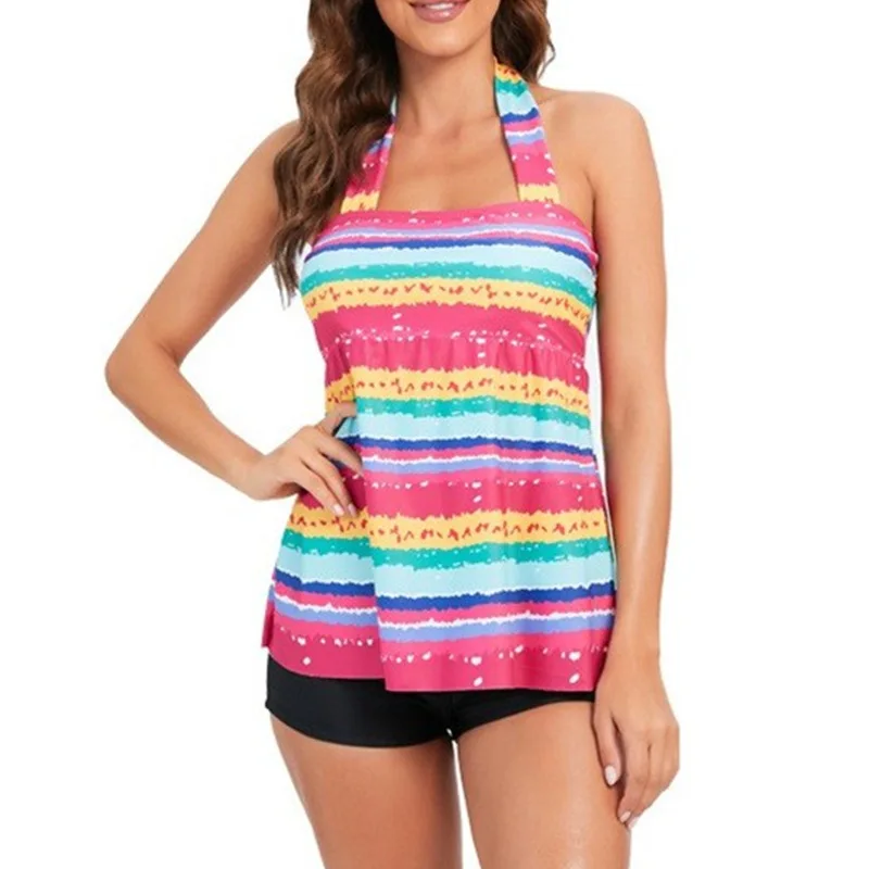 

Женская пляжная одежда больших размеров, купальный костюм, комплект бикини из двух предметов, женские купальники с принтом, наборы танкини, купальный костюм