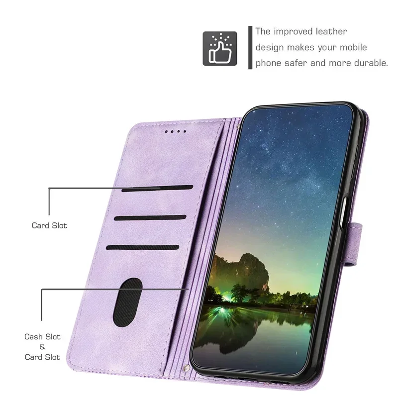 G35 G55 Case Solid Color Leather Wallet Phone Cover For Motorola Moto G85 G34 G45 E14 G04 G24 G14 Magnetic Funda
