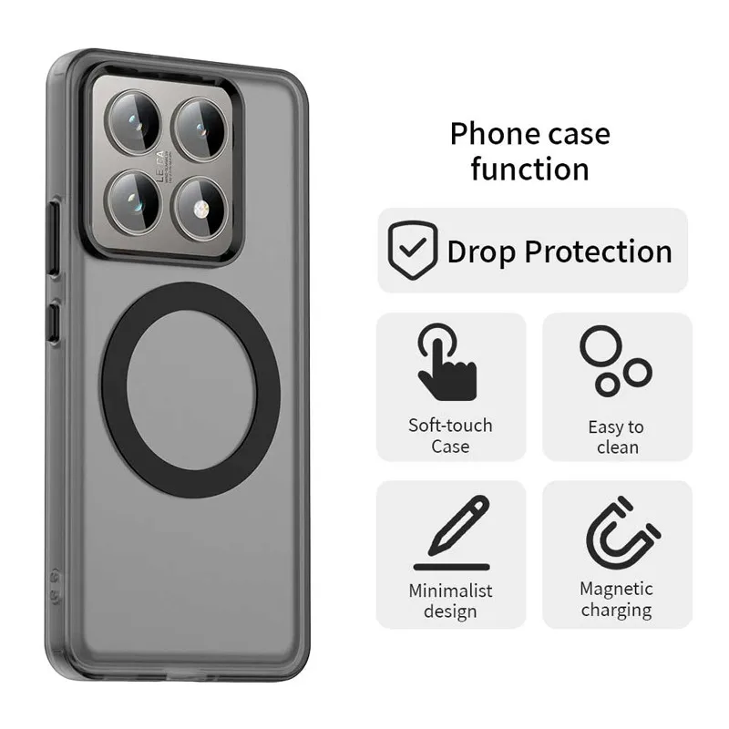 Фото Для Xiaomi 14T, 14T Pro Магнитный чехол ELVEV Качественная красивая матовая защитная задняя крышка с защитой от отпечатков пальцев №5