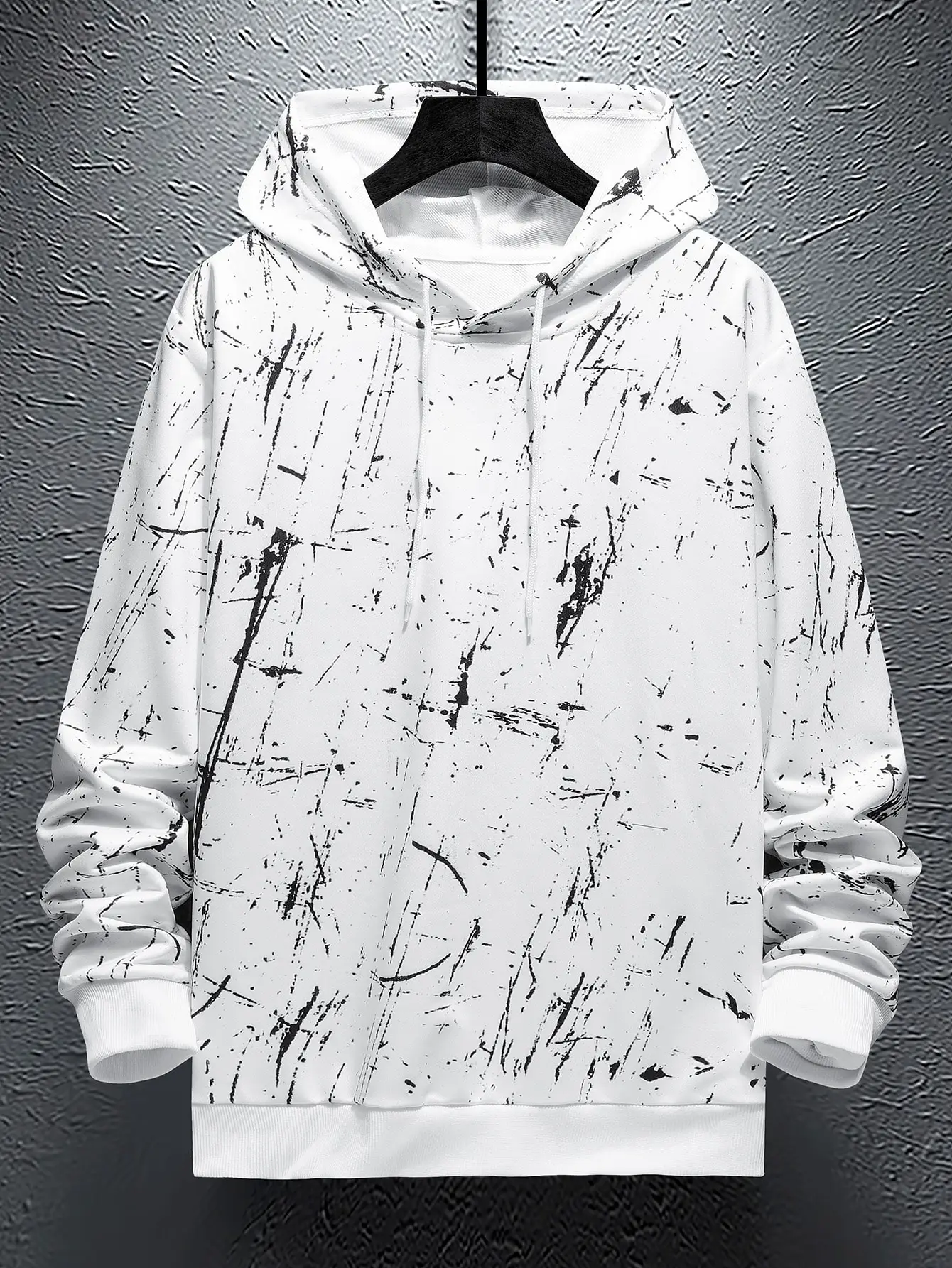 

Men Marble Print Drawstring Hoodie