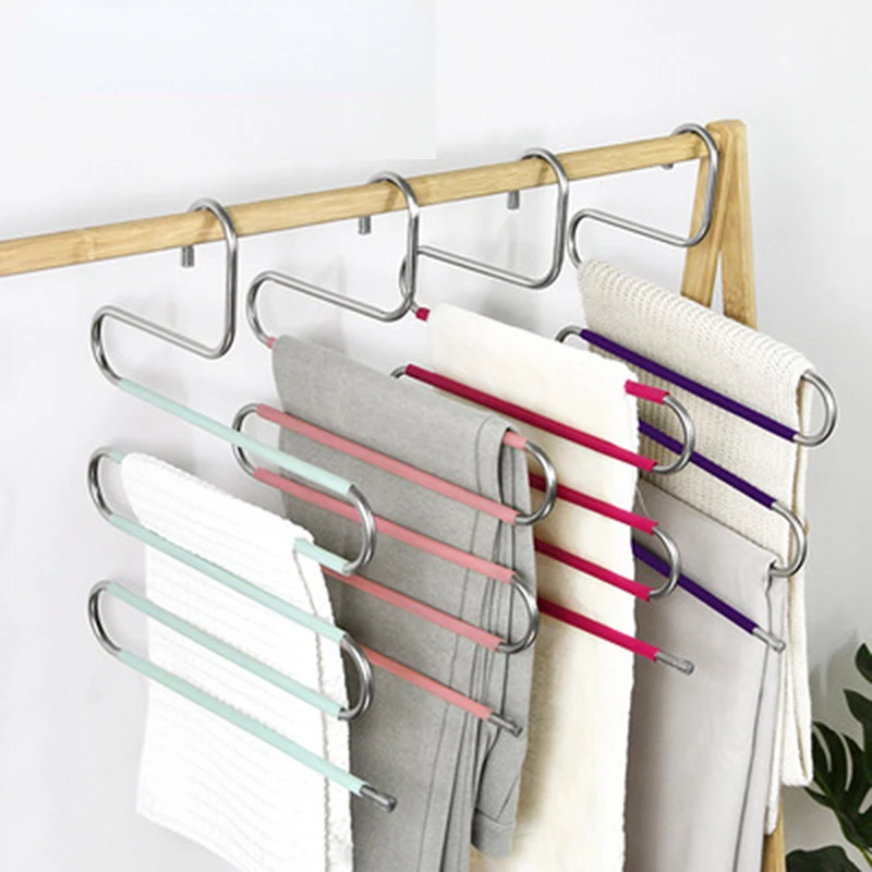 

2023New Layers S Shape Clothes Hangers Pants Storage Hangers Cloth Rack Multilayer Storage Closet Organizer Clothing Hangers