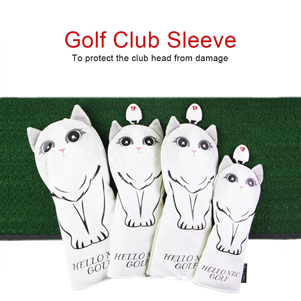 

Golf Club Head Covers Cat Pattern 1 3 5 UT Waterproof High-end Durable Rotatable Digital Number Plate Golf Accessories