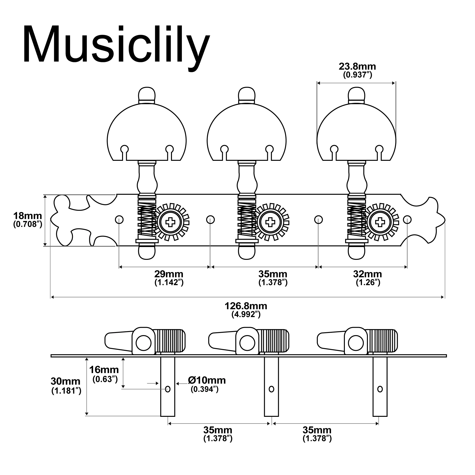 Фото Musiclily Pro 3X3 Bouchet Style Тюнеры для классической гитары Набор ключей для настройки №2