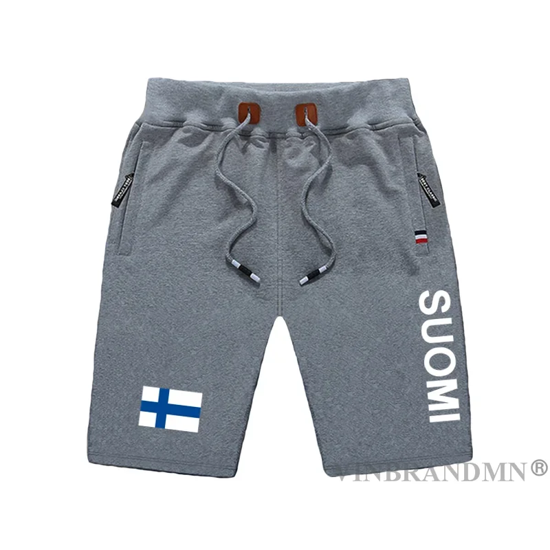 Finland mens shorts beach new men's board flag workout zipper pocket sweat bodybuilding 2021 cotton Suomi Finnish FIN FI