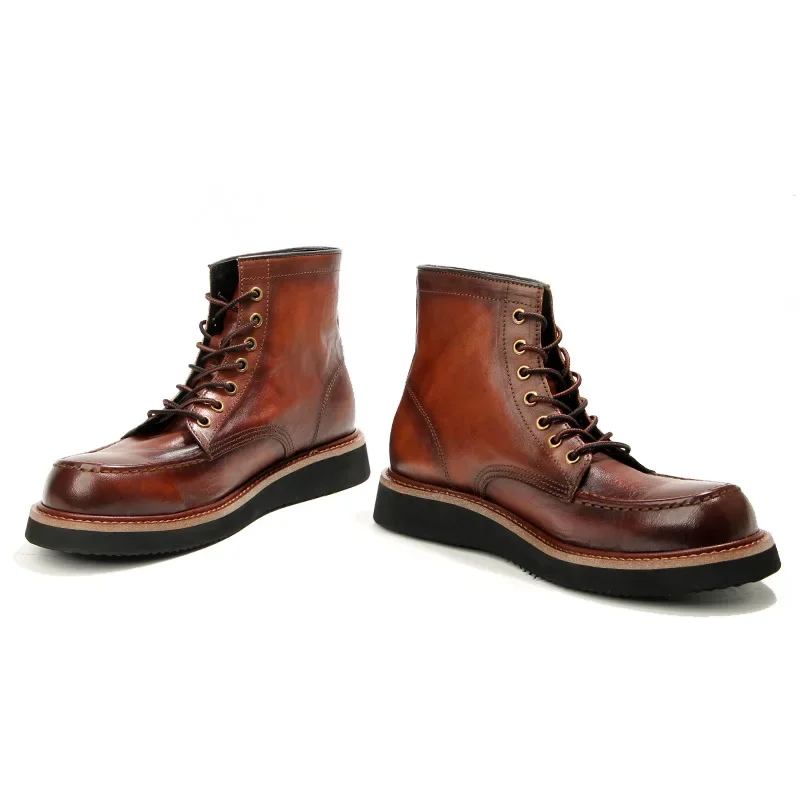 Мотоциклетные ботильоны из натуральной кожи мужские ботинки высокого качества