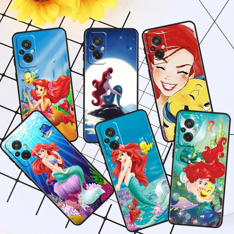 

Mermaid Disney Princess Cute Phone Case For Xiaomi Redmi K60E K60 K50G K50 K40S K40 K20 S2 6A 6 5A 5 Pro Ultra Black Soft Cover