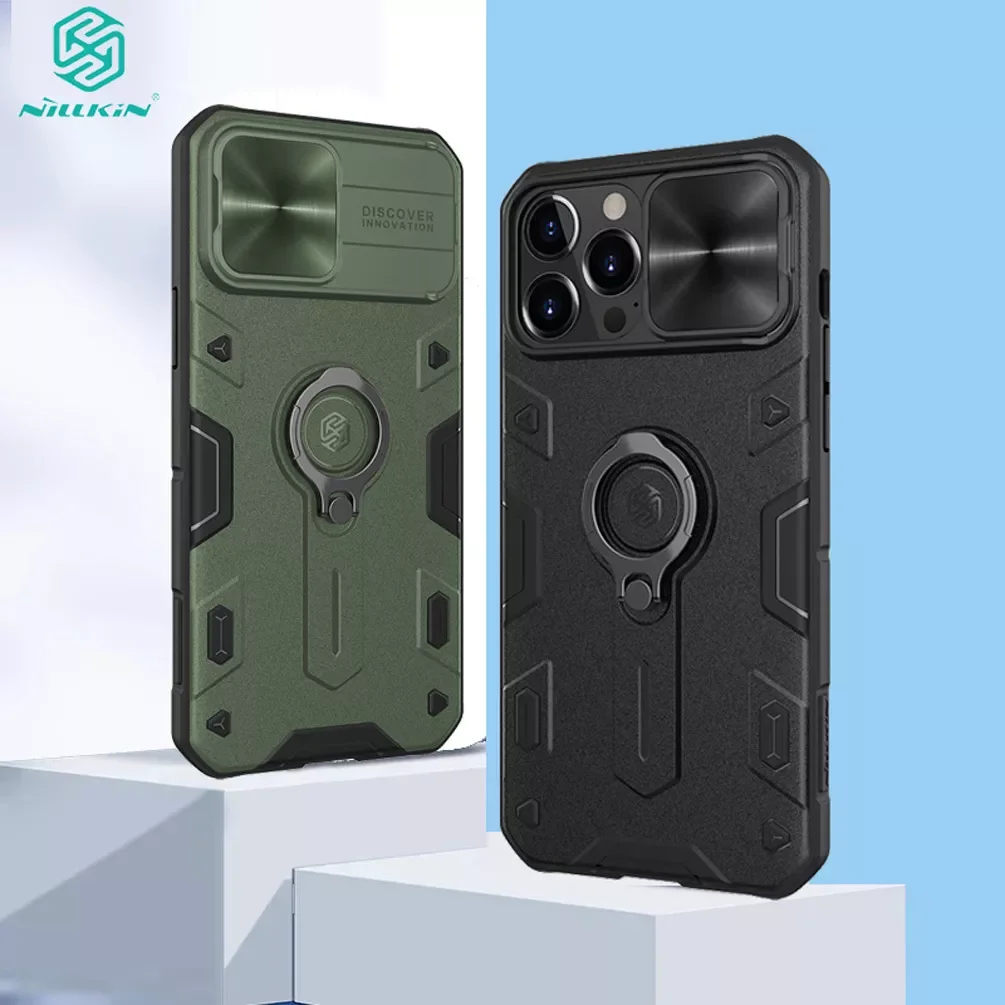 

For iPhone 13 13 Pro Case NILLKIN Camshield Armor Camera Lens Protection Finger Ring Holder Cover For iPhone 13 Pro Max Case