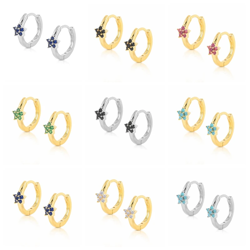 

Женские серьги-кольца в богемном стиле, цветные металлические кольца в форме звезды с цирконом, Подарочные Кольца