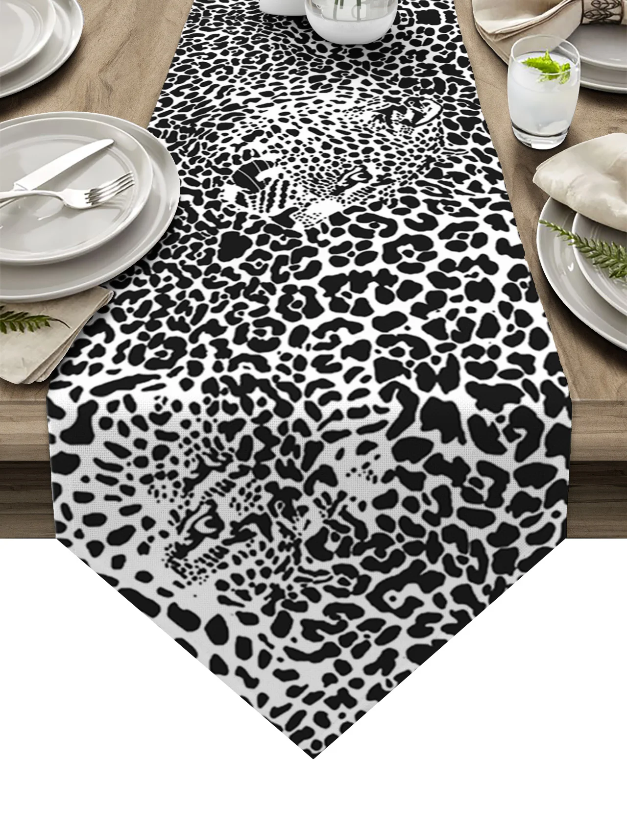 

Леопардовый принт леопардовый абстрактный Художественный Черный Белый Настольная дорожка свадебное украшение скатерть для вечерние Дома ...