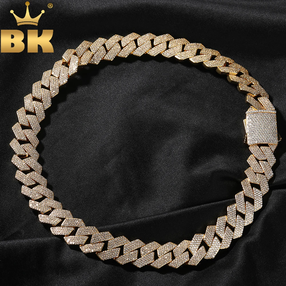 THE BLING KING 19mm Prong Miami Cuban Link Bracelet Micro Paved 4 Rows Cubic Zirconia Necklace Luxury HipHop Jewelry For Gift