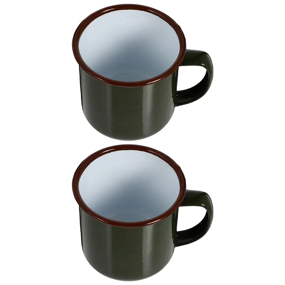 

2 Pcs Enamel Drinking Cup Portable Espresso Afternoon Tea Cup Tea Cup Vintage Drinking Mug Ceramic Espresso Cup