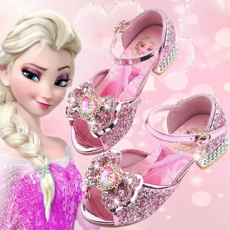 

Disney Girls Sandals Frozen 2 Elsa Princess Shoes Little Girls Designer Crystal Shoes Children High Heels Catwalk Show Shoes