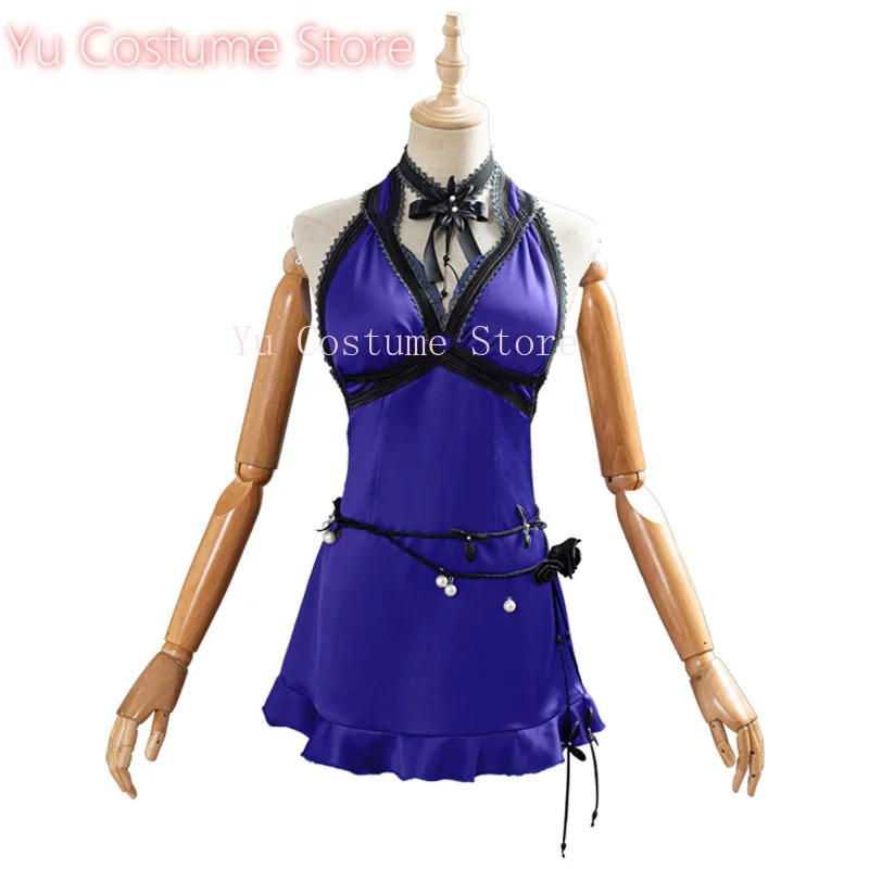 Аниме! Final Fantasy 7 костюм Тифа Локхарт синее платье сексуальная униформа