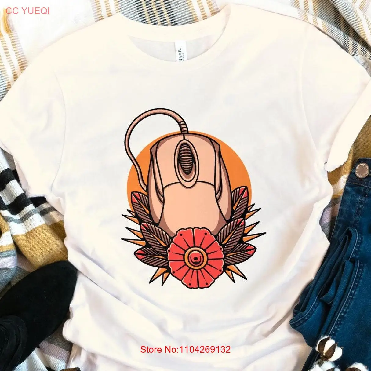 Ретро футболка с компьютерной мышью Lover Geek Coder в стиле татуировки забавные